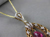 ANTIQUE 1.78CT DIAMOND & AAA SAPPHIRE 14KT YELLOW GOLD FLOATING PENDANT & CHAIN