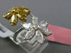 ESTATE LARGE 3.71CT WHITE & YELLOW DIAMOND 18KT TWO TONE GOLD DOUBLE FLOWER RING