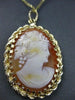 ANTIQUE 14KT YELLOW GOLD HAND CARVED LADY SHELL CAMEO PENDANT BEAUTIFUL! #22105