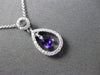 ESTATE LARGE .48CT DIAMOND & AAA AMETHYST 14KT WHITE GOLD HALO FILIGREE PENDANT