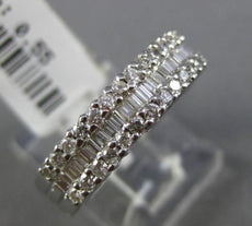ESTATE .55CT DIAMOND 18KT WHITE GOLD 3D CLASSIC 3 ROW WEDDING ANNIVERSARY RING
