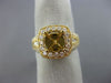 LARGE 1.52CT DIAMOND 14KT YELLOW GOLD 3D SQUARE HALO SEMI MOUNT ENGAGEMENT RING