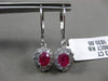 ESTATE 1.13CT DIAMOND & AAA RUBY 14KT WHITE GOLD 3D CLASSIC OVAL FLOWER EARRINGS