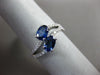 ESTATE 1.31CT DIAMOND & AAA SAPPHIRE 14KT WHITE GOLD TWO STONE DOUBLE WAVE RING