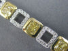 WHITE & FANCY YELLOW 8.33CT DIAMOND 18KT TWO TONE GOLD 3D SQUARE TENNIS BRACELET
