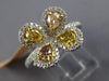 ESTATE WIDE 1.52CT MULTI COLOR DIAMOND 14KT 2 TONE GOLD CLOVER FLOWER LOVE RING