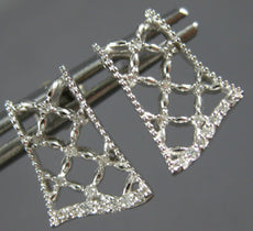 ESTATE .10CT DIAMOND 18KT WHITE GOLD OPEN FILIGREE RECTANGULAR HANGING EARRINGS
