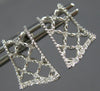 ESTATE .10CT DIAMOND 18KT WHITE GOLD OPEN FILIGREE RECTANGULAR HANGING EARRINGS