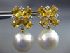 LARGE 5.36CT DIAMOND & SOUTH SEA PEARL YELLOW SAPPHIRE 18KT YELLOW GOLD EARRINGS