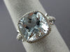 ESTATE LARGE 3.55CT DIAMOND & AAA AQUAMARINE 14K WHITE GOLD HALO ENGAGEMENT RING