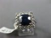 ESTATE LARGE 3.0CT DIAMOND & AAA SAPPHIRE 18K WHITE GOLD 3D HALO ENGAGEMENT RING