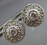 ESTATE LARGE .60CT DIAMOND 14K WHITE GOLD ROUND SOLITAIRE HALO FILIGREE EARRINGS