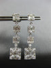 ESTATE LARGE 2.41CT DIAMOND 18KT WHITE GOLD 3D SQUARE JOURNEY HANGING EARRINGS