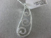 ESTATE LARGE .66CT DIAMOND 18KT WHITE GOLD GRADUATING FLEUR DE LIS WAVE PENDANT