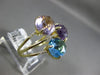 ESTATE LARGE 6.80CT DIAMOND & AAA MULTI GEM 14KT YELLOW GOLD THREE ROW FUN RING