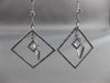 ESTATE WIDE 1.52CT DIAMOND 14K WHITE GOLD SQUARE GEOMETRICAL CHANDELIER EARRINGS