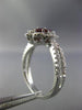 ESTATE 1.50CT DIAMOND & AAA RUBY 18KT WHITE GOLD FLOWER HALO SQUARE PROMISE RING