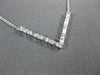 ESTATE .35CT ROUND & BAGUETTE DIAMOND 14K WHITE GOLD 3D CLASSIC V SHAPE NECKLACE