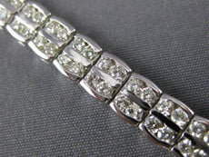 ANTIQUE LONG 2.10CT DIAMOND 14KT WHITE GOLD 3D CLASSIC WAVE LINK BRACELET #18312