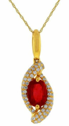 1.28CT DIAMOND & AAA RUBY 14KT YELLOW GOLD 3D OVAL & ROUND INFINITY LOVE PENDANT
