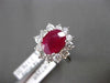 ESTATE LARGE 2.94CT DIAMOND & RUBY 18KT WHITE GOLD 3D OVAL HALO ENGAGEMENT RING