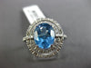 ESTATE 3.44CT DIAMOND & AAA BLUE TOPAZ 14K WHITE GOLD OVAL HALO ENGAGEMENT RING