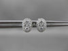 ESTATE .39CT ROUND DIAMOND 18KT WHITE GOLD OVAL CLUSTER STUD EARRINGS BEAUTIFUL