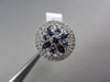 ANTIQUE  WIDE 1.15CT DIAMOND & AAA BLUE SAPPHIRE 14KT WHITE GOLD 3D FLOWER RING