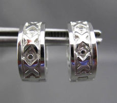 ESTATE WIDE 14KT WHITE GOLD ' X '  LOVE 3D DOUBLE SIDED HUGGIE EARRINGS #24216