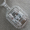 ESTATE 1.61CT ROUND & BAGUETTE DIAMOND 18KT WHITE GOLD INVISIBLE OCTAGON PENDANT