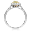 1.51CT WHITE & FANCY YELLOW DIAMOND 18KT 2 TONE GOLD SQAURE HALO ENGAGEMENT RING