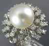 ANTIQUE LARGE 1.25CT DIAMOND & AAA SOUTH SEA PEARL 14KT WHITE GOLD 3D RING #848