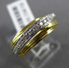 ESTATE .21CT DIAMOND 18KT WHITE & YELLOW GOLD 3D PAVE WAVE X LOVE RING F/G VVS