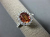 ESTATE 2.71CT DIAMOND & AAA ORANGE SAPPHIRE 18KT WHITE GOLD HALO ENGAGEMENT RING