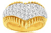 ESTATE WIDE 1.45CT DIAMOND 14KT YELLOW GOLD MULTI ROW V SHAPE CLASSIC LOVE RING