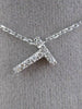 ESTATE .09CT DIAMOND 14KT WHITE GOLD 3D " T " INITIAL FLOATING PENDANT #18865