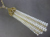 ESTATE EXTRA LARGE .74CT DIAMOND & AAA PEARL 18KT YELLOW GOLD 3D TASSLE NECKLACE