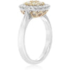 ESTATE .64CT WHITE & FANCY YELLOW DIAMOND 14KT TWO TONE GOLD OVAL CLUSTER RING