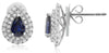 ESTATE 1.60CT DIAMOND & AAA SAPPHIRE 18K WHITE GOLD TEAR DROP HALO STUD EARRINGS