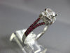 ESTATE 1.24CT DIAMOND & AAA RUBY 14KT WHITE GOLD 3D FLOWER HALO ENGAGEMENT RING