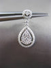 ESTATE .69CT ROUND DIAMOND 14KT WHITE GOLD PEAR SHAPE HALO CLUSTER DROP EARRINGS