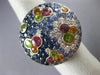 ESTATE EXTRA LARGE 5.90CT DIAMOND & MULTI COLOR SAPPHIRE 14KT WHITE GOLD 3D RING