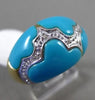 ESTATE .06CT DIAMOND & AAA TURQUOISE 14KT WHITE GOLD 3D CLOUD DESIGN FUN RING