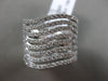 ESTATE LARGE 1.38CT DIAMOND 18KT WHITE GOLD 3D MULTI ROW WAVE ANNIVERSARY RING