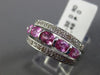 ESTATE WIDE 1.72CT DIAMOND & PINK SAPPHIRE 14KT WHITE GOLD 6 STONE WEDDING RING