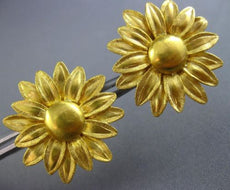 ANTIQUE 24K YELLOW GOLD 3D CLASSIC HANDCRAFTED FILIGREE FLOWER SUNBURST EARRINGS