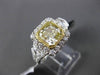 ESTATE LARGE 3.43CT GIA FANCY YELLOW DIAMOND 18KT TWO TONE GOLD ENGAGEMENT RING