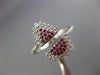 ESTATE WIDE .37CT DIAMOND & AAA RUBY 14KT WHITE GOLD 3D PAVE SEMI ETERNITY RING