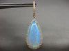 LARGE 23.35CT DIAMOND & AAA OPAL 14K YELLOW GOLD TEAR DROP HALO HANGING EARRINGS