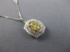 ESTATE 1.20CT WHITE & FANCY YELLOW DIAMOND 18KT 2 TONE GOLD DOUBLE HALO PENDANT
